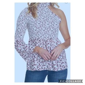 CeCe Victoria Smocked One-Shoulder Blouse